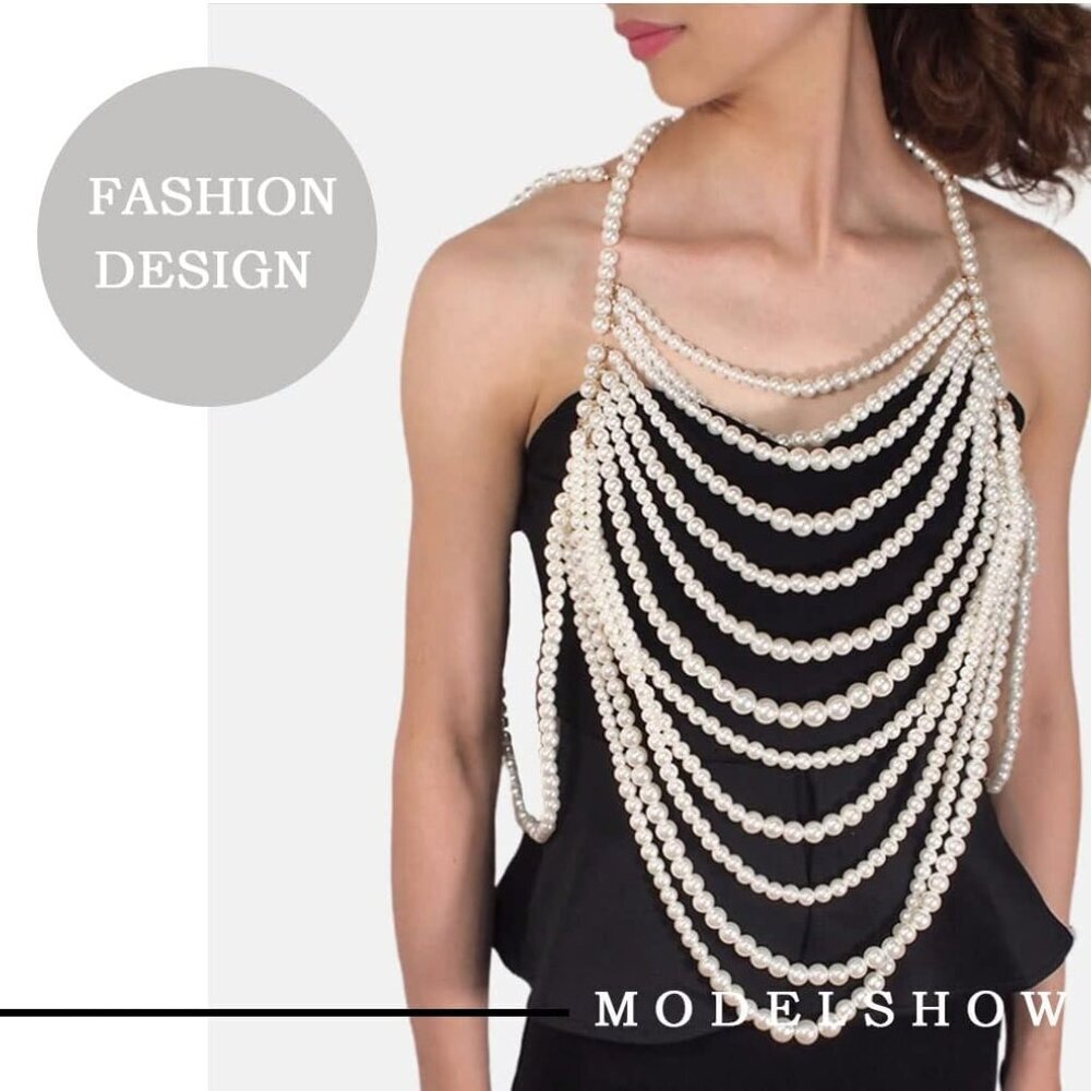 Pearl Body Chain Beaded Jewelry Festival Party Summer Beach Women - Picture 3 of 6